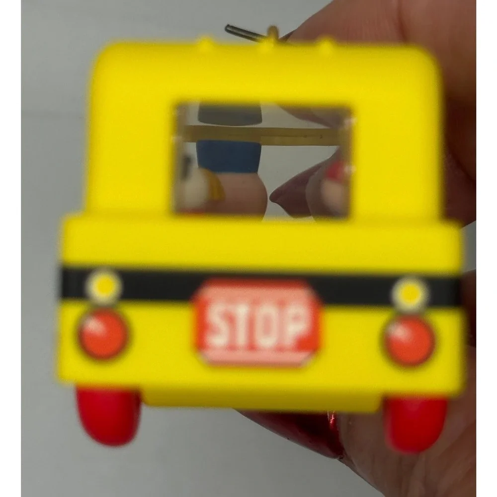 Fisher Price‎ Yellow School Bus Ornament Vintage Toy Christmas Tree Decor#342